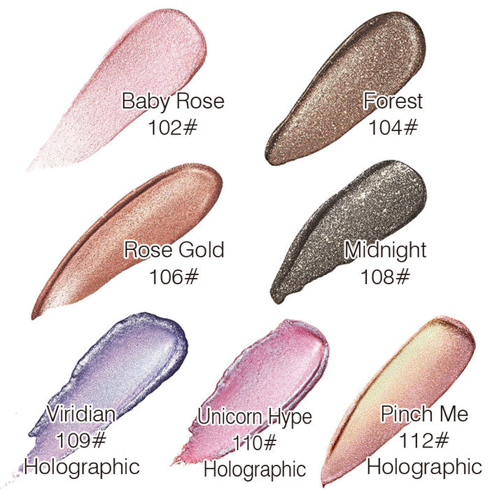 Liquid eyeshadow from PHOERA presented with metallic and glitter effects for eyelid looks, evening makeup and party occasions