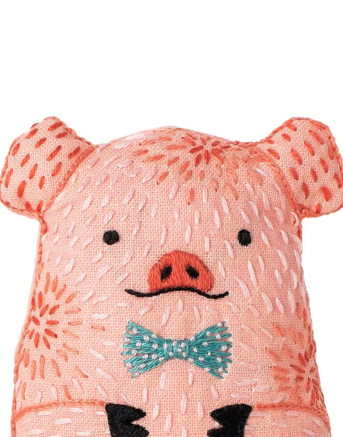 Pig Embroidered Doll Kit, Kiriki Press