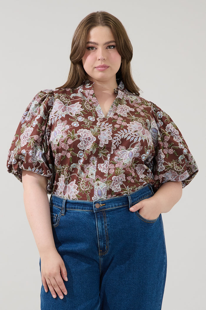 Pipa Bubble Sleeve Top Rustic Curve