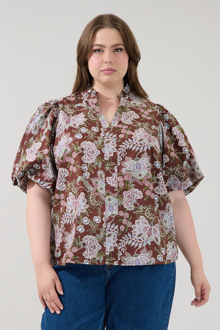 Pipa Bubble Sleeve Top Rustic Curve