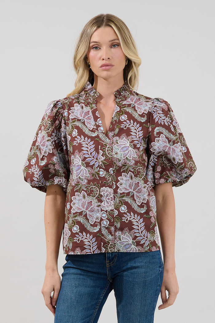 Pipa Bubble Sleeve Top Rustic