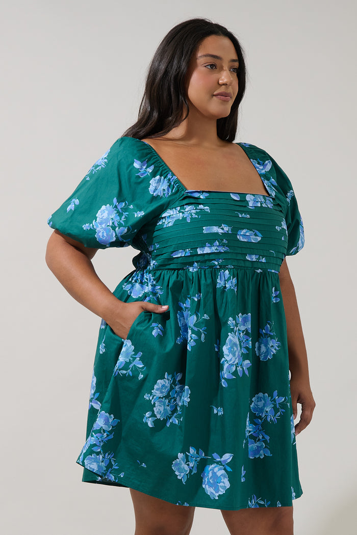 Pleated Mini Dress Denise Floral Curve