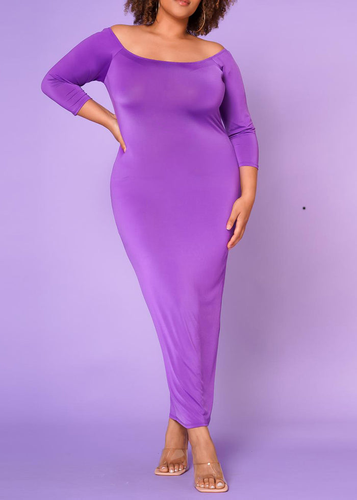 Plus Size Women Sincere Off Shoulder Bodycon Maxi Dress