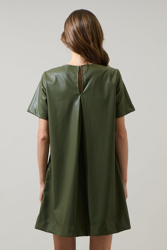 Polley Faux Leather A-line Mini Dress