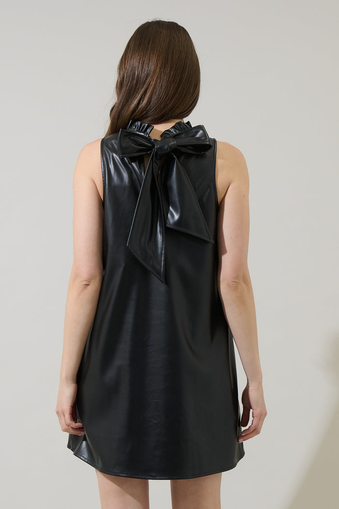 Polley Faux Leather Benson Trapeze Mini Dress
