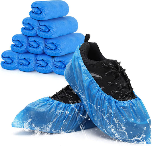 Polypropylene (PP) Shoe Cover Blue, Non Slip Sole - 100pcs/bag