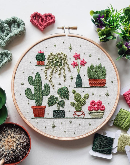 Potted Plants Embroidery Kit, EmBeaRoidery