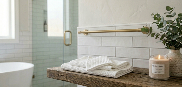 Premium Cotton Waffle Bath Sheet Towel (White) - Hinz Clothing