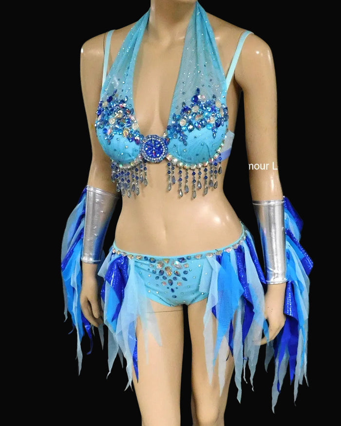Princess Ruto Inspired Cosplay Rave Bra and Bottom Halloween Dance Costume