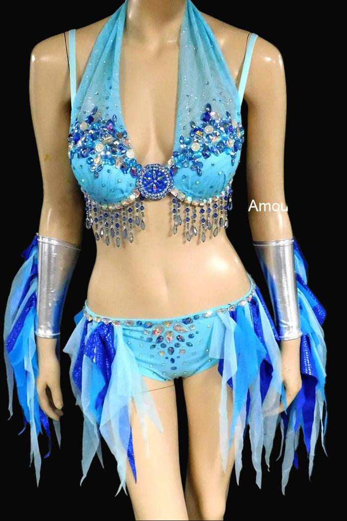 Princess Ruto Inspired Cosplay Rave Bra and Bottom Halloween Dance Costume
