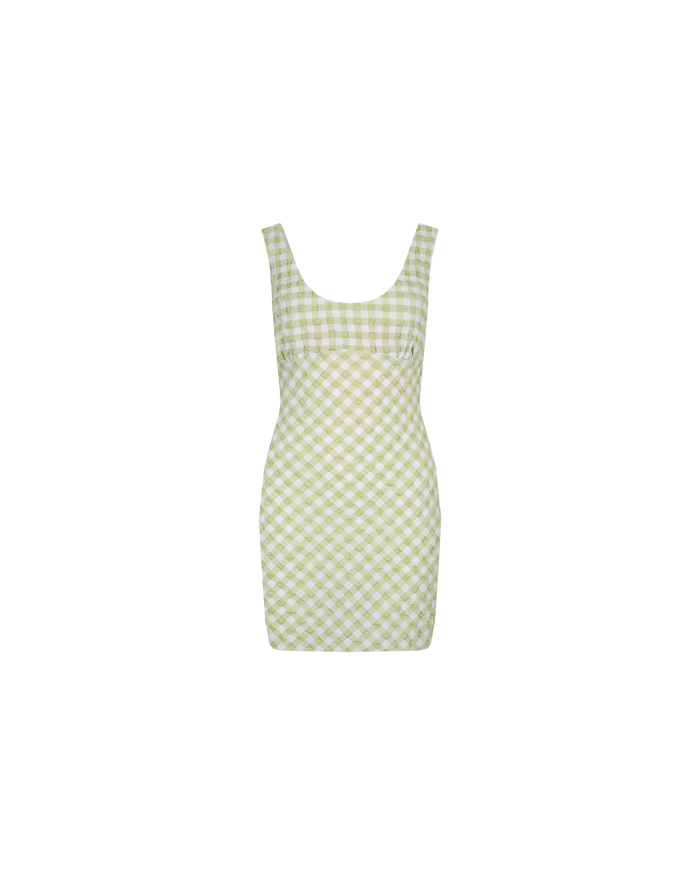 PRISM MINI DRESS LIME GINGHAM