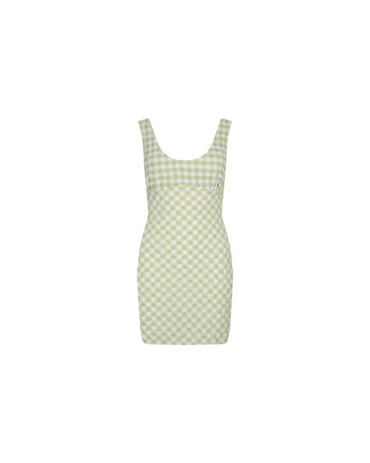 PRISM MINI DRESS LIME GINGHAM