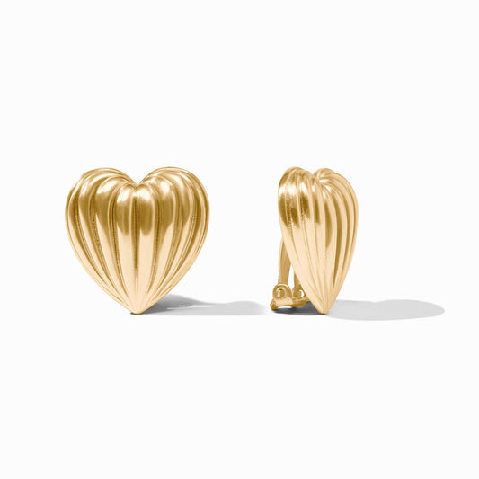 Puffy Heart Clip Earring Gold