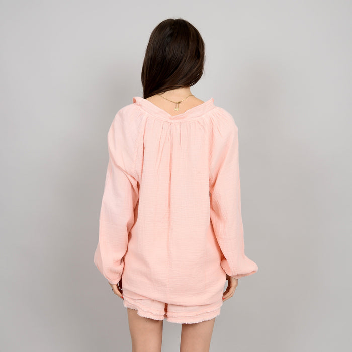 RDI - Milana, Puff Sleeve, Long Sleeve, V-Neck Top 029 - Dusty Peach SALE was $62.95