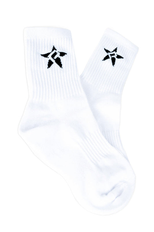 Rebel Crew Socks in White Adult