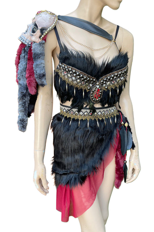 Red and Black Skull Viking Warrior Gladiator Costume
