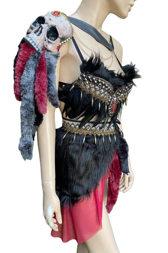 Red and Black Skull Viking Warrior Gladiator Costume