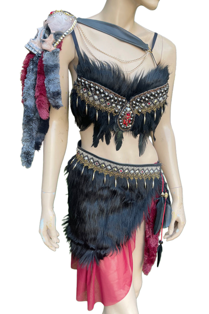Red and Black Skull Viking Warrior Gladiator Costume