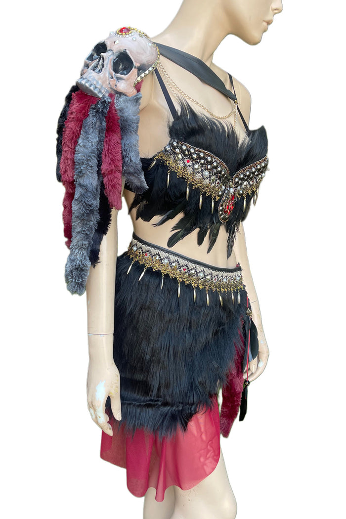 Red and Black Skull Viking Warrior Gladiator Costume
