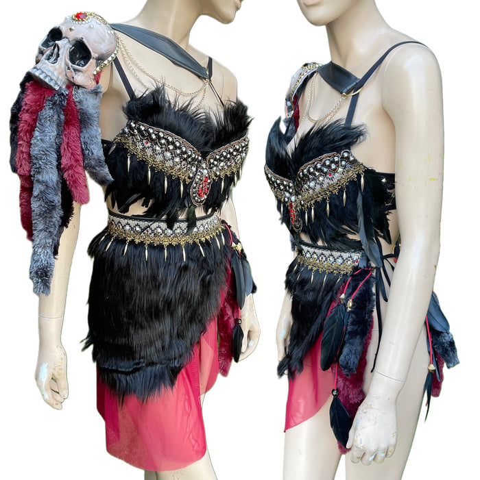 Red and Black Skull Viking Warrior Gladiator Costume