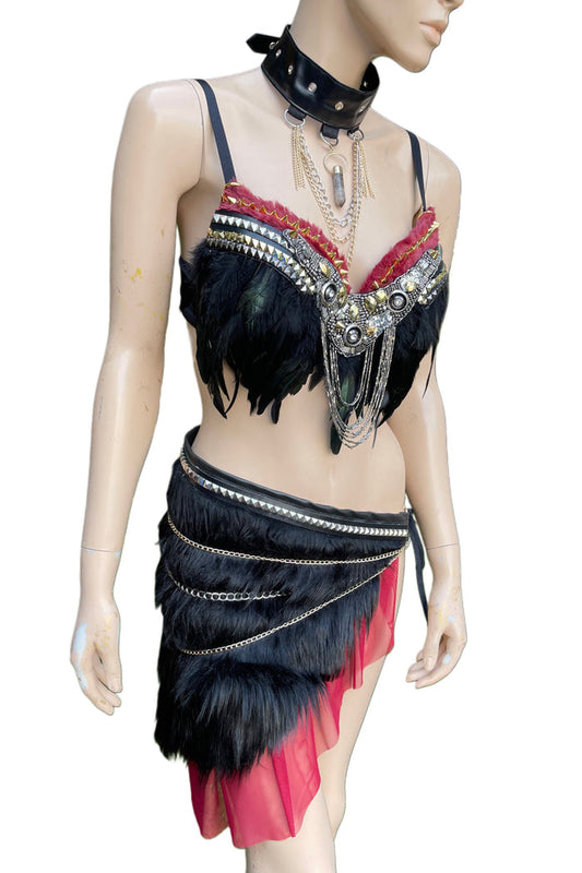 Red and Black Viking Warrior Gladiator Costume