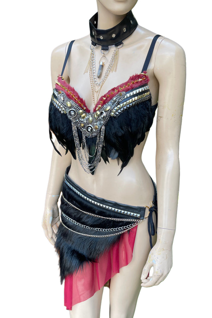 Red and Black Viking Warrior Gladiator Costume