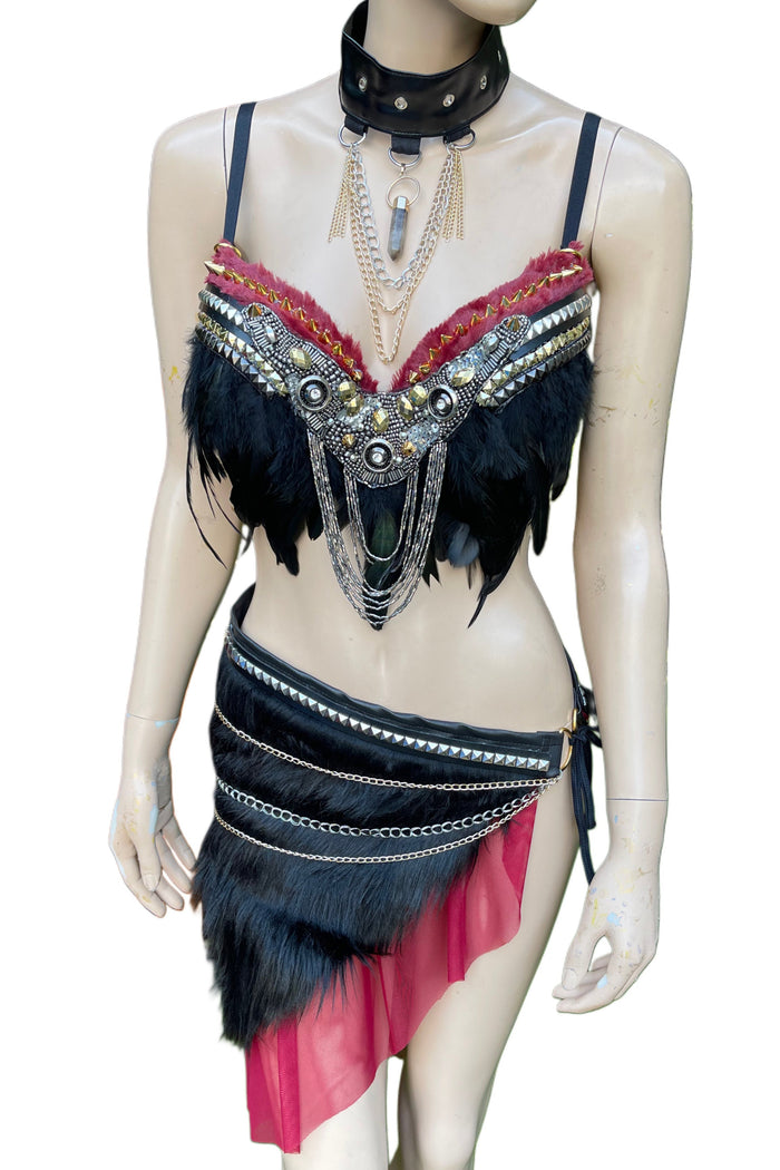 Red and Black Viking Warrior Gladiator Costume