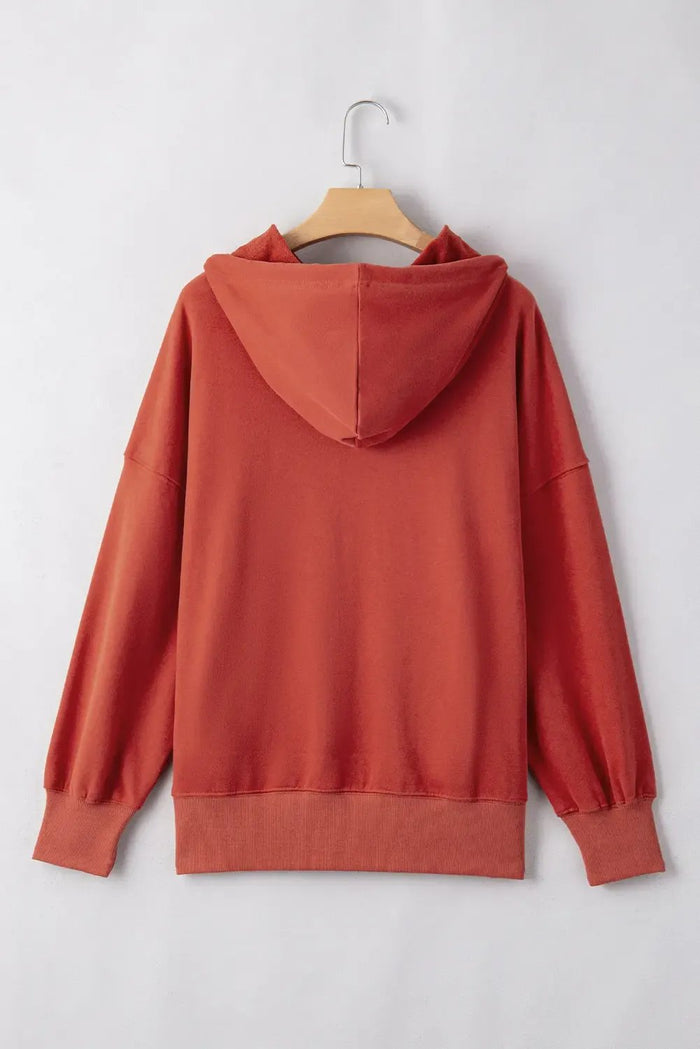 Shop Red Clay Drop Shoulder Pocketed Baggy Drawstring Hoodie at eAura