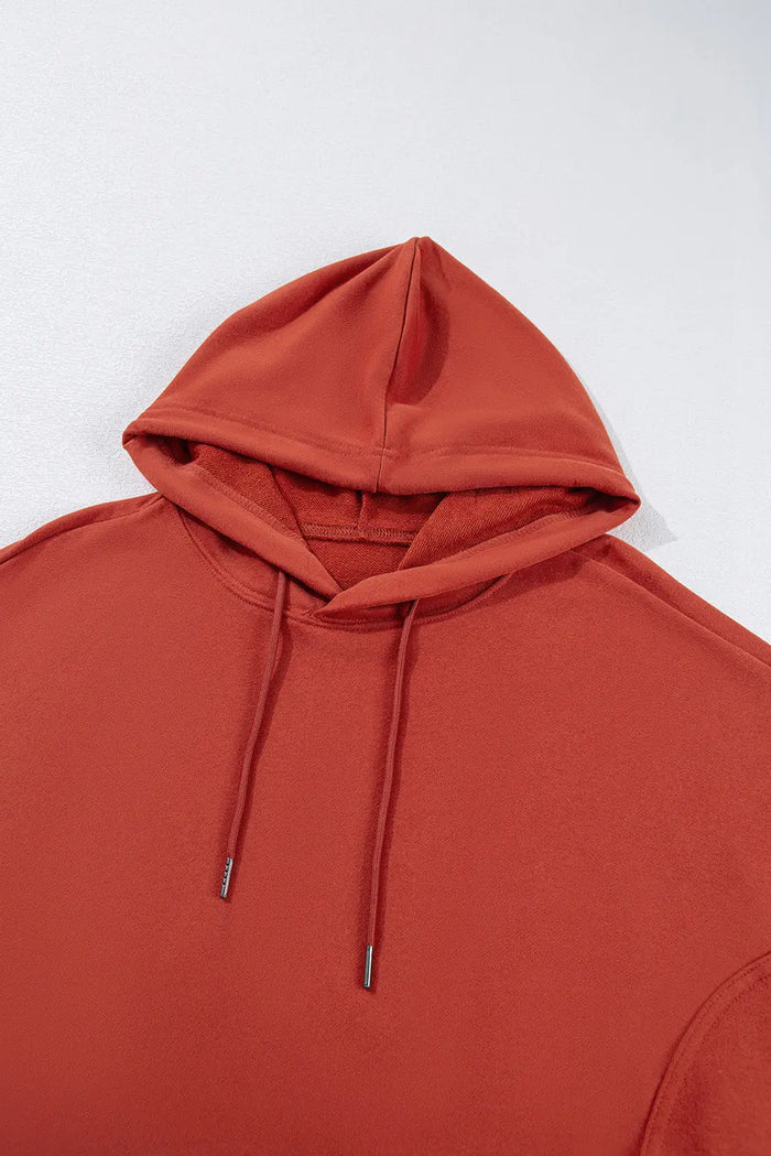 Shop Red Clay Drop Shoulder Pocketed Baggy Drawstring Hoodie at eAura