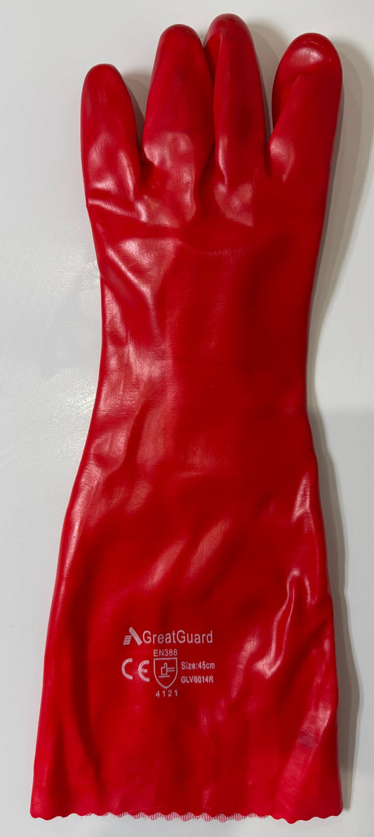 Red PVC Gauntlet Gloves