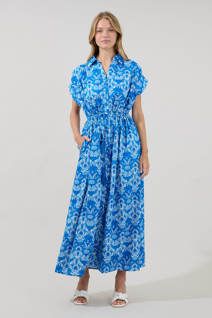 Reina Drawstring Maxi Dress Floral