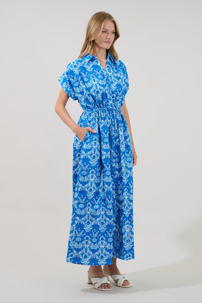 Reina Drawstring Maxi Dress Floral