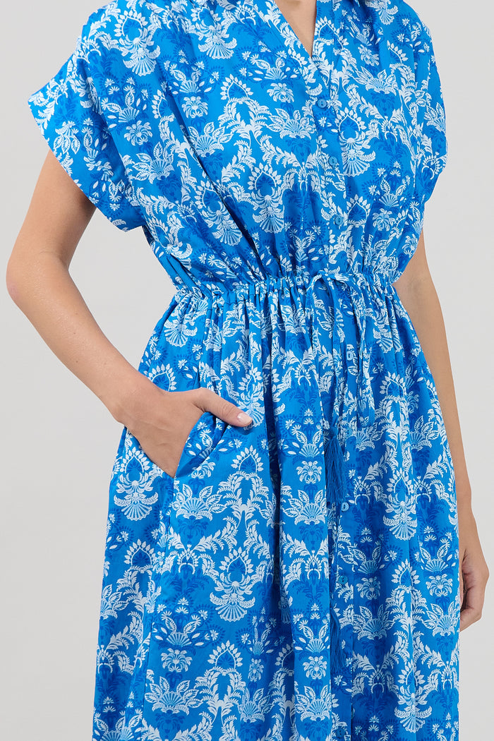 Reina Drawstring Maxi Dress Floral
