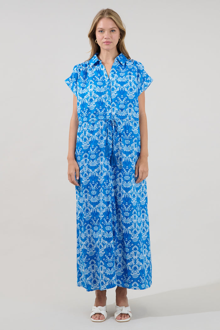 Reina Drawstring Maxi Dress Floral