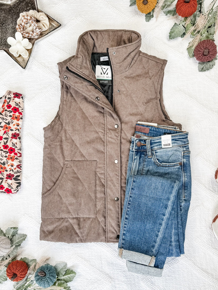 Remy Zip Up Vest - Mocha by Michelle Mae