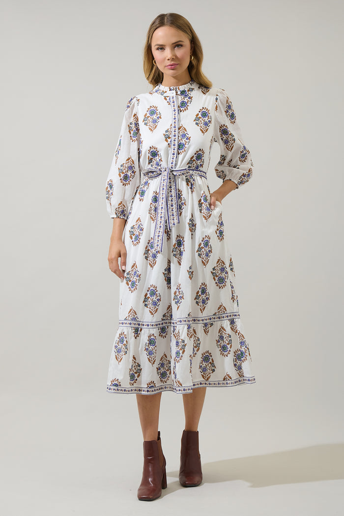 Rennie Floral Darny Long Sleeve Midi Dress