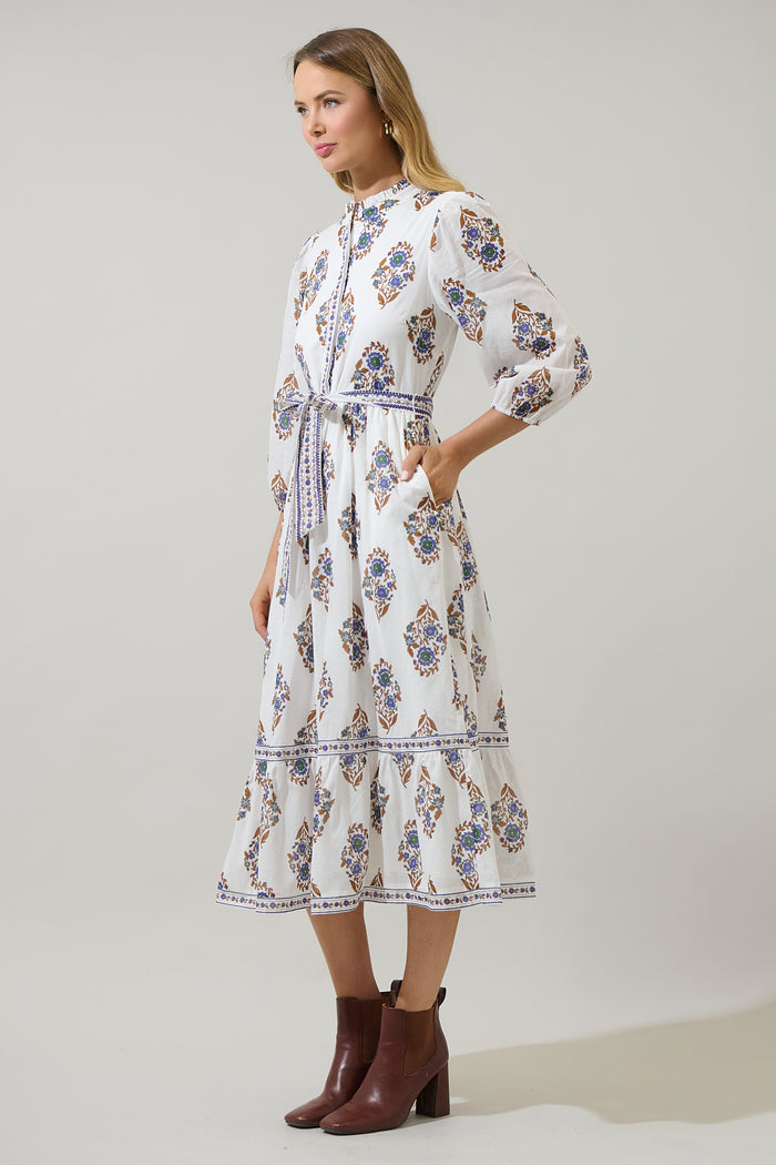 Rennie Floral Darny Long Sleeve Midi Dress