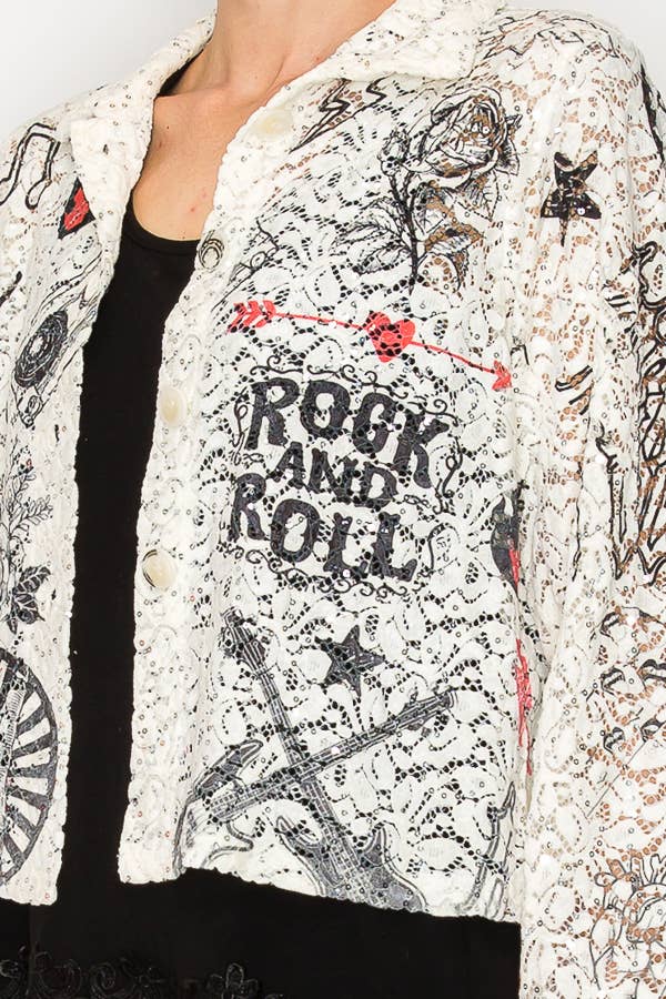 Style the Rock and Roll Cropped Sequin Jacket exclusively at Born To Glam