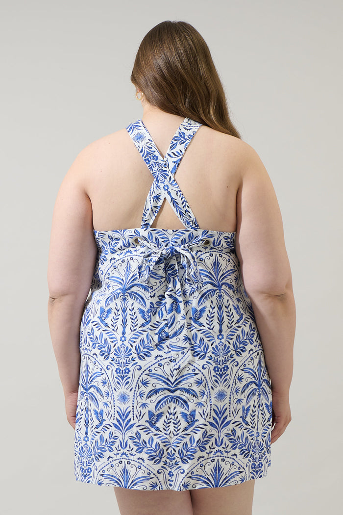 Romina Tropical Amory Halter Mini Dress Curve