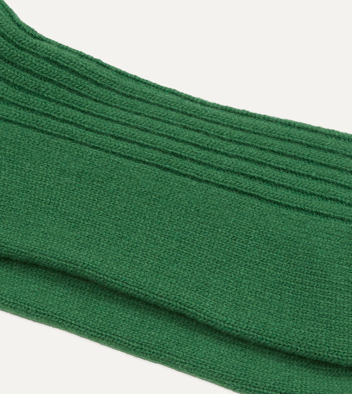 RoToTo Green and Ecru Merino Lambswool Stripe Socks