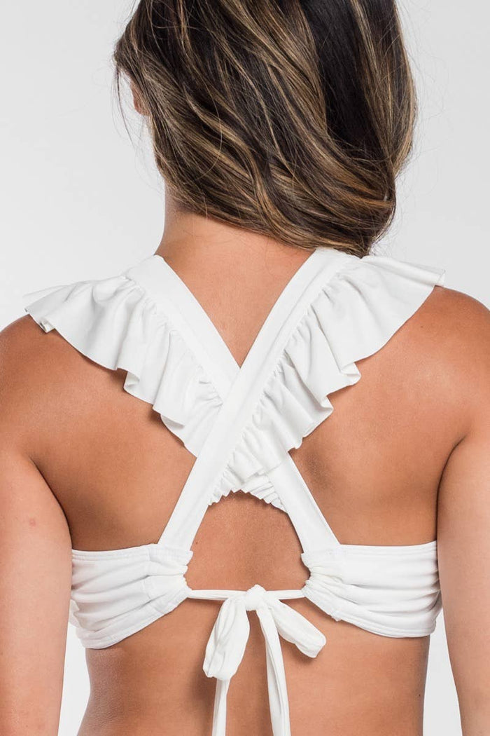 Ruffle Sports Bra in White