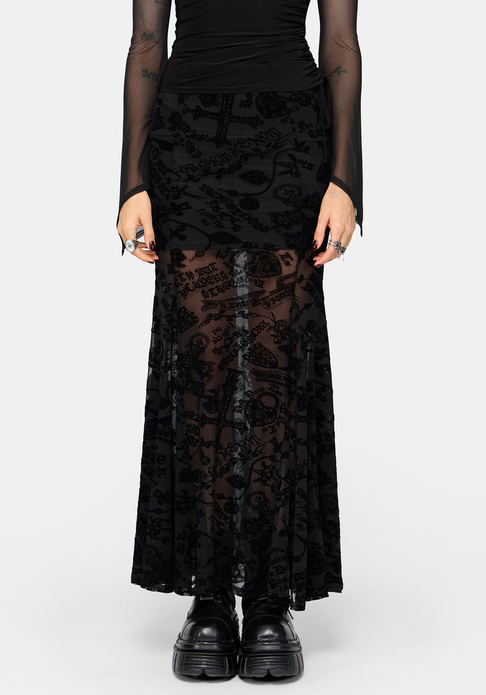 Sanct Flock Mesh Maxi Skirt