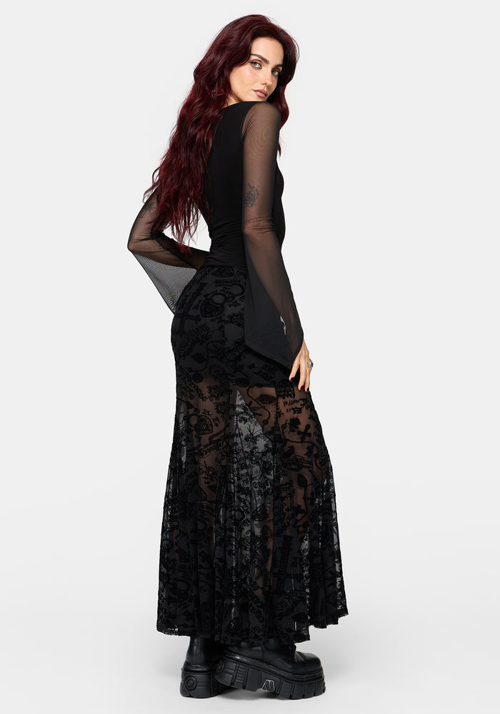 Sanct Flock Mesh Maxi Skirt