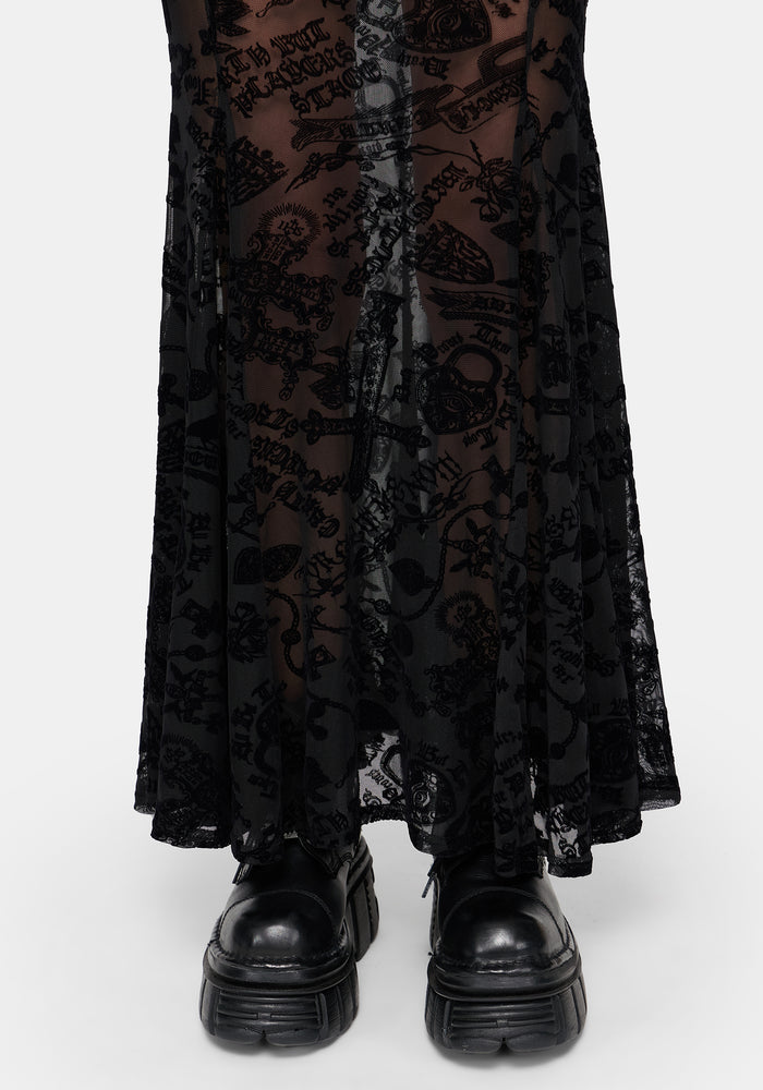 Sanct Flock Mesh Maxi Skirt