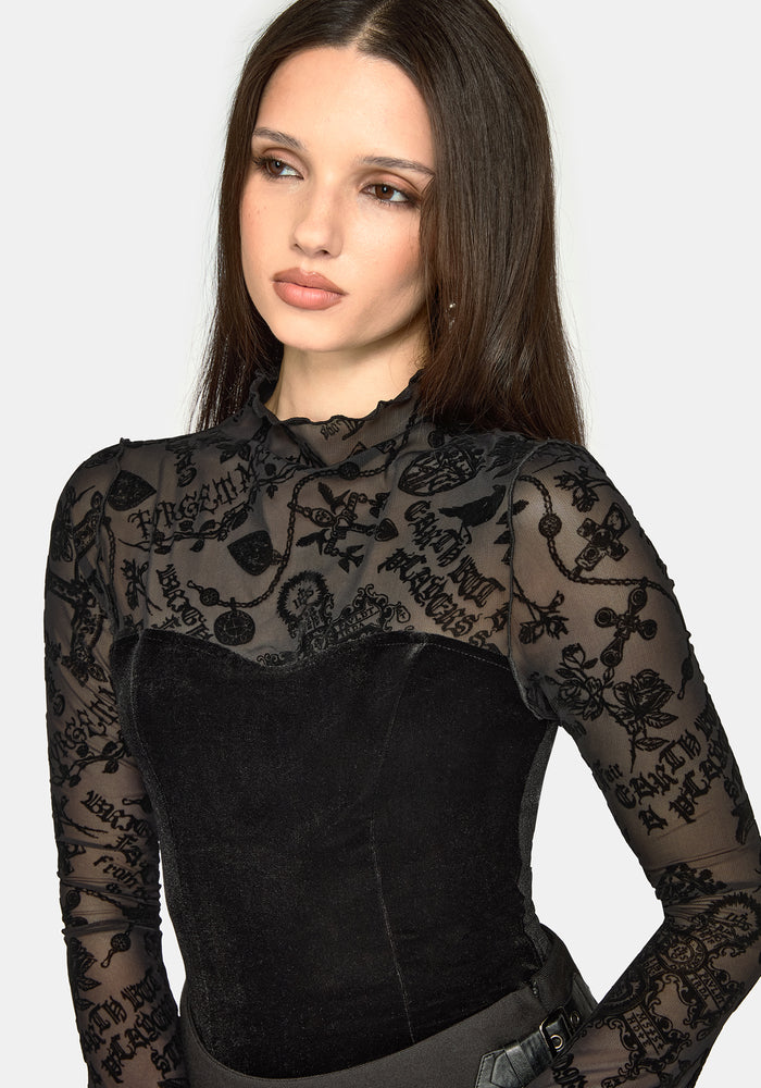 Sanct Flocked Velour Bodysuit