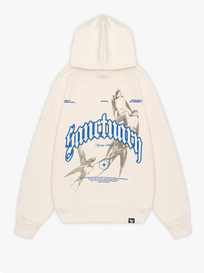 Sanctuary hoodie cream male model full body front view Pakistan – GROOVY