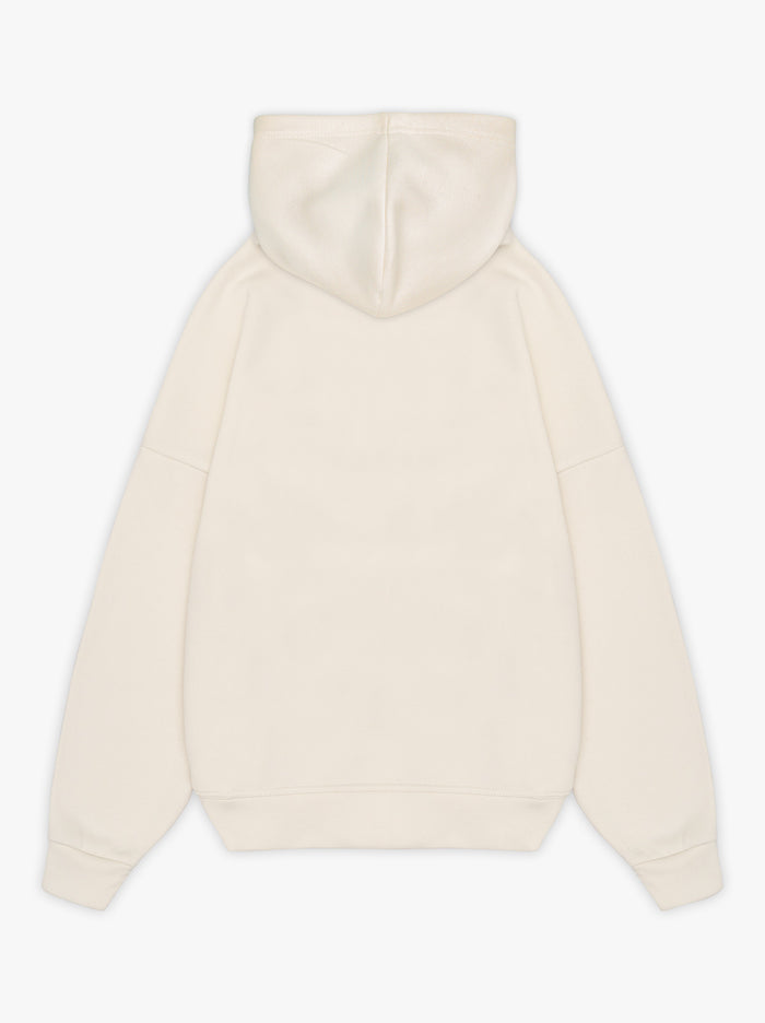 Sanctuary hoodie cream male model back view 360 GSM fleece streetwear Pakistan – GROOVY