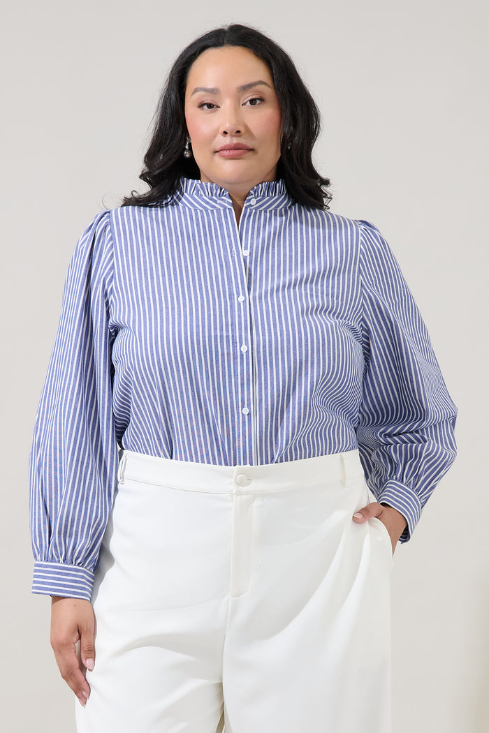 Sandy Striped Doris Button Down Shirt Curve