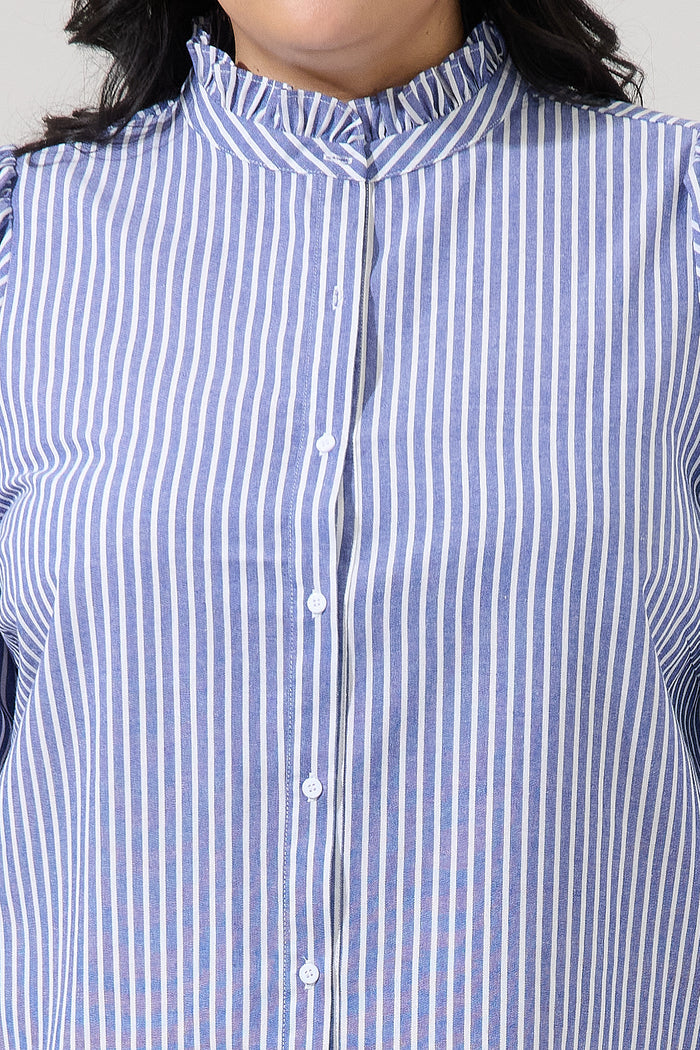 Sandy Striped Doris Button Down Shirt Curve