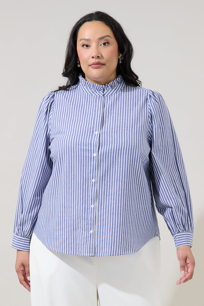 Sandy Striped Doris Button Down Shirt Curve